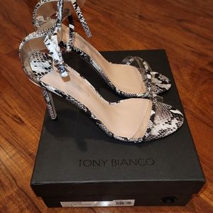 "Tony Bianco" Python heels with clear back strap